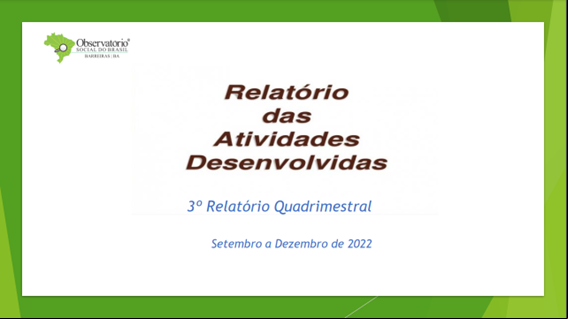 3º RELATÓRIO QUADRIMESTRAL DE 2022